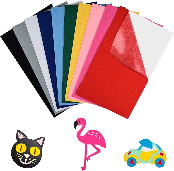 NACHLYNN 11Pcs Self Adhesive Felt Fabric Sheets 7"x11.5" /18x29cm Sticky Back