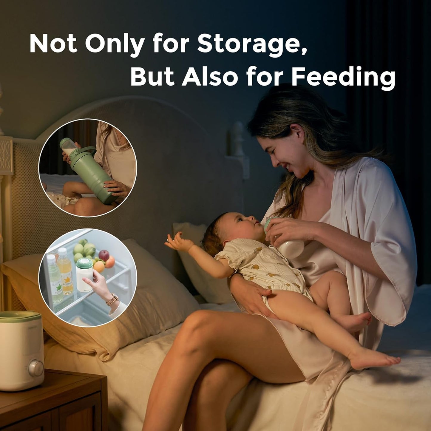 Momcozy Natural Baby Bottle, Wide-Neck, BPA Free Breast Milk Container, Storage Collection Bottle for Fridge & Milk Cooler, Breastfeeding Essential, 10 oz, 4 pcs