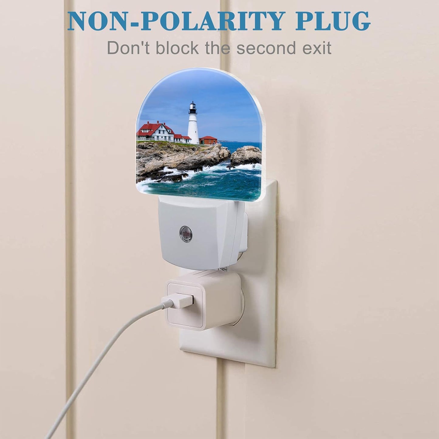 Plug in Night Lights Lighthouse On The Coastline Nightlight Plug Into Wall Dusk to Dawn Sensor LED Night Light for Kid Girls Boys Women Room Decor, Hallway, Kitchen, Bathroom, Nursery, Stairs