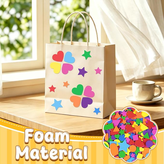 1616Pcs Foam Shape Stickers for Crafts 8Colors Self Adhesive Foam Stickers Star