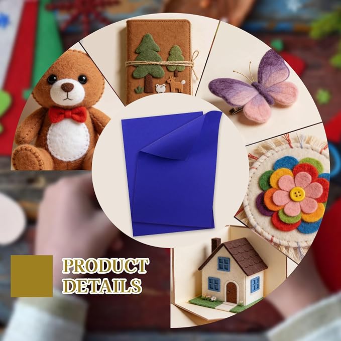 12 Pcs Felt Sheets, 7x11 Inch Stiff Felt