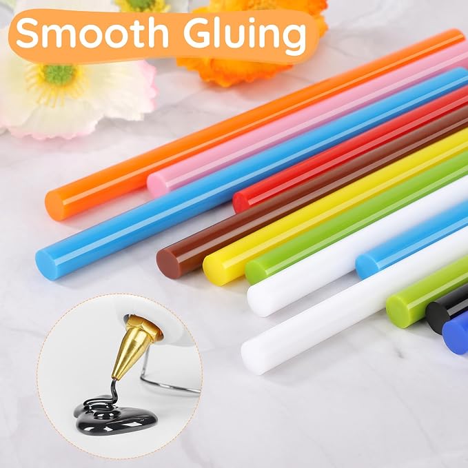 72pcs Colored Hot Glue Sticks, 0.43x8in 12 Colors Hot Melt Glue Sticks Standard