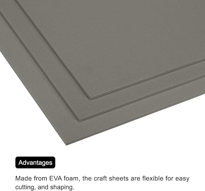 MECCANIXITY EVA Foam Sheets Light Grey 9.8 Inch x 9.8 Inch 3mm Thick Crafts