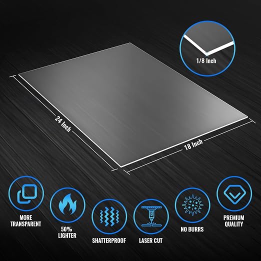 4 Pack 18x24 1/8" Clear Plexiglass Sheets