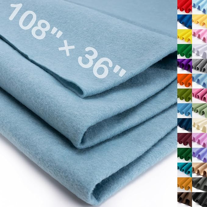 XSEINO Dusty Blue Large Felt Fabric 108" X 36 ", 1.4 mm Thick Soft Felt Fabric