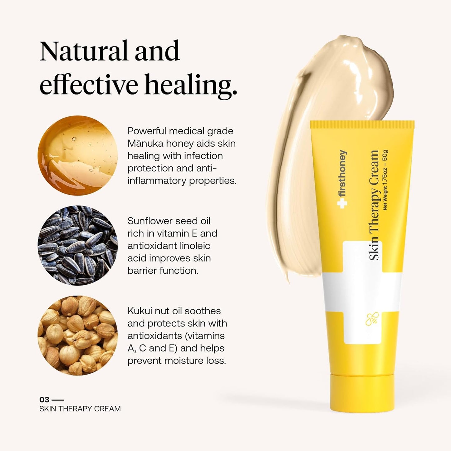FIRST HONEY® Manuka Honey Cream for Dry & Itchy Skin | Fast Relief for Eczema, Rosacea, Psoriasis, & Dermatitis | Natural & No Fillers | Safe for Babies & Toddlers | 3.5 oz