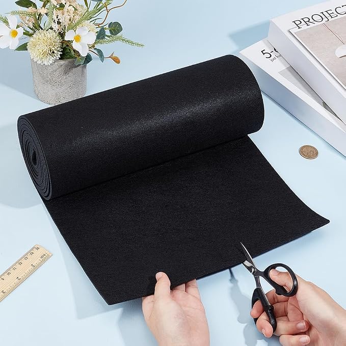 BENECREAT Black Felt Roll, 118x11.81 Inch Craft Felt Fabric Soft Fabric Sheets