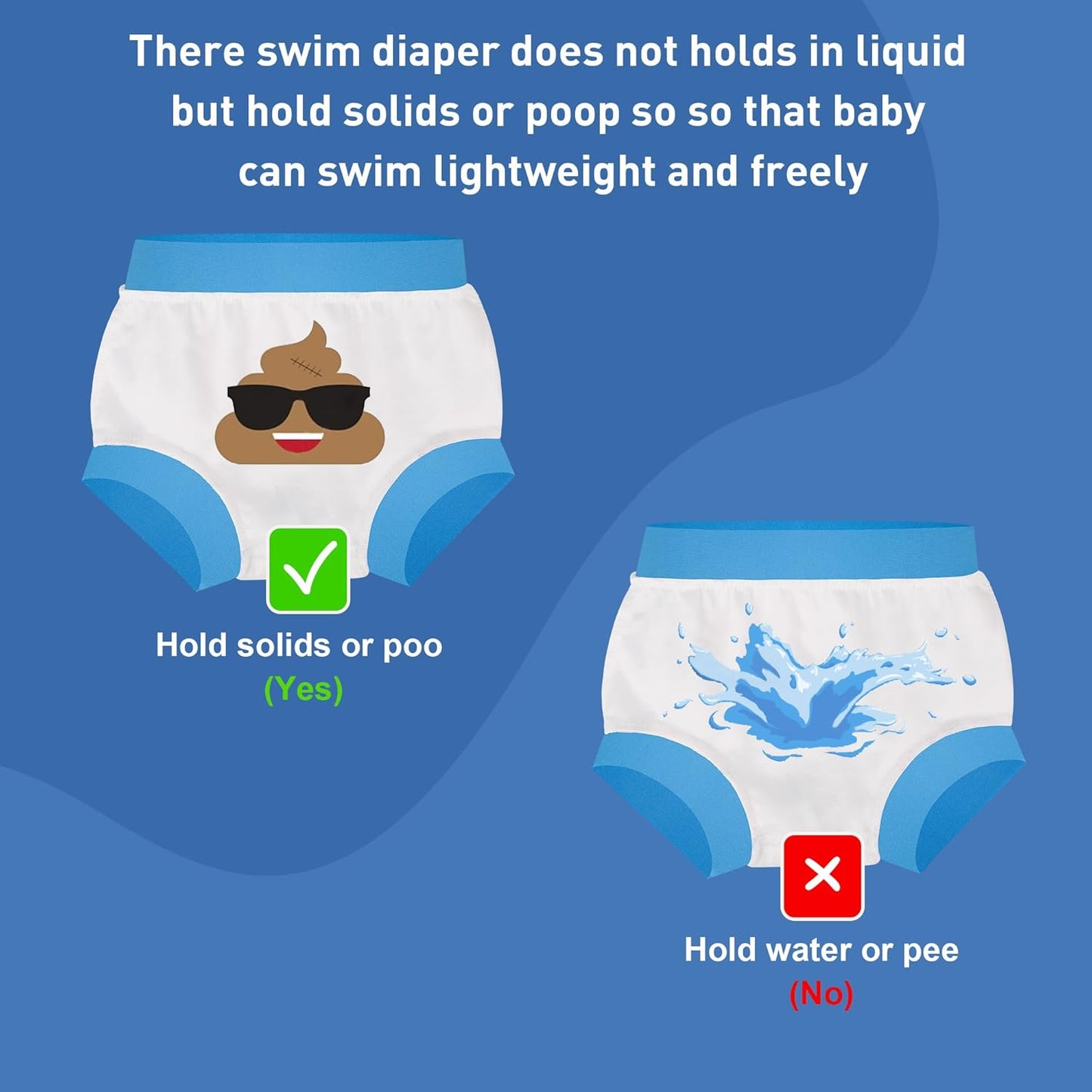 BIG ELEPHANT Baby Swim Diapers 3/6 Pack – Reusable Waterproof Diapers, Soft Breathable Swimwear for Boys and Girls