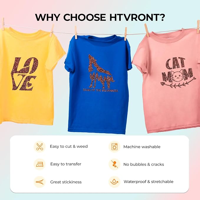 HTVRONT Glitter HTV, Glitter Heat Transfer Viny