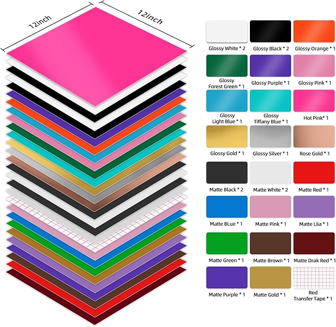 IModeur Permanent Vinyl for Cutting Machine- 28 Pack Permanent Adhesive Vinyl