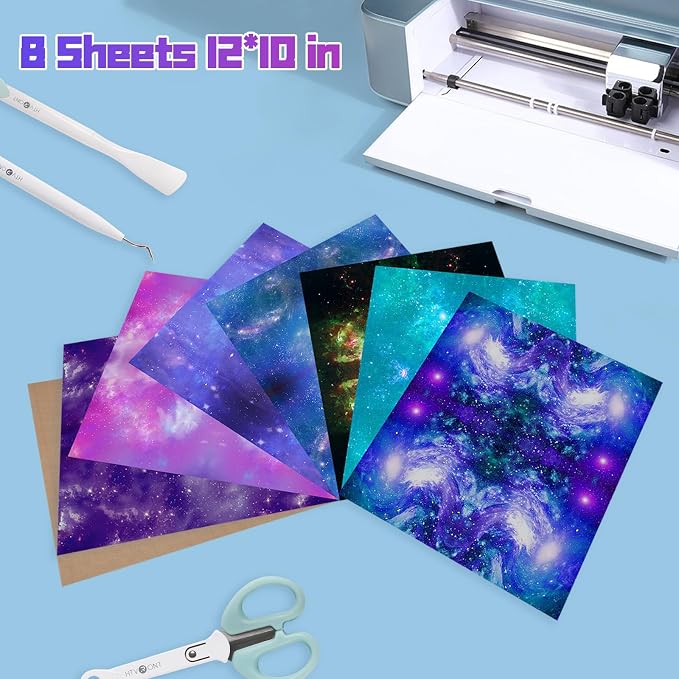 HTVRONT Galaxy Heat Transfer Vinyl, 7 Pack 12x10in Starry Sky Iron on Vinyl |