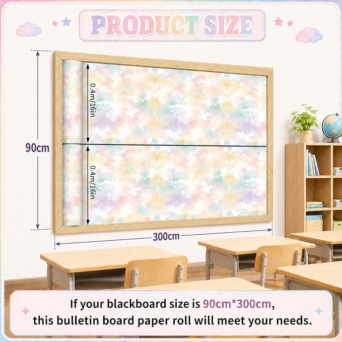 Pastel Tie-Dye Bulletin Board Roll Non-Woven Fabric Poster 16in X 20ft | Back