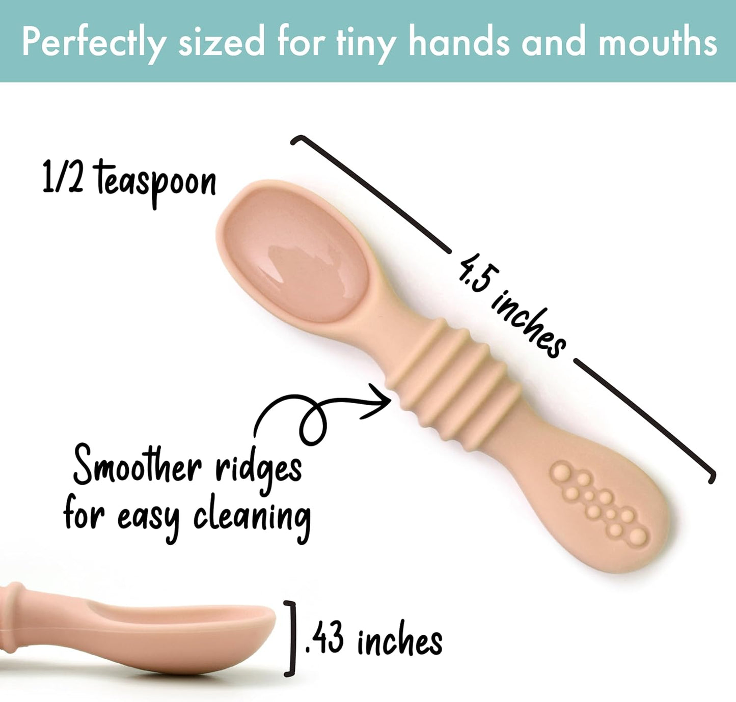 PrimaStella Silicone Chew Spoon Set for Babies and Toddlers - Safety Tested - BPA Free - Microwave, Dishwasher and Freezer Safe - Earth Shades