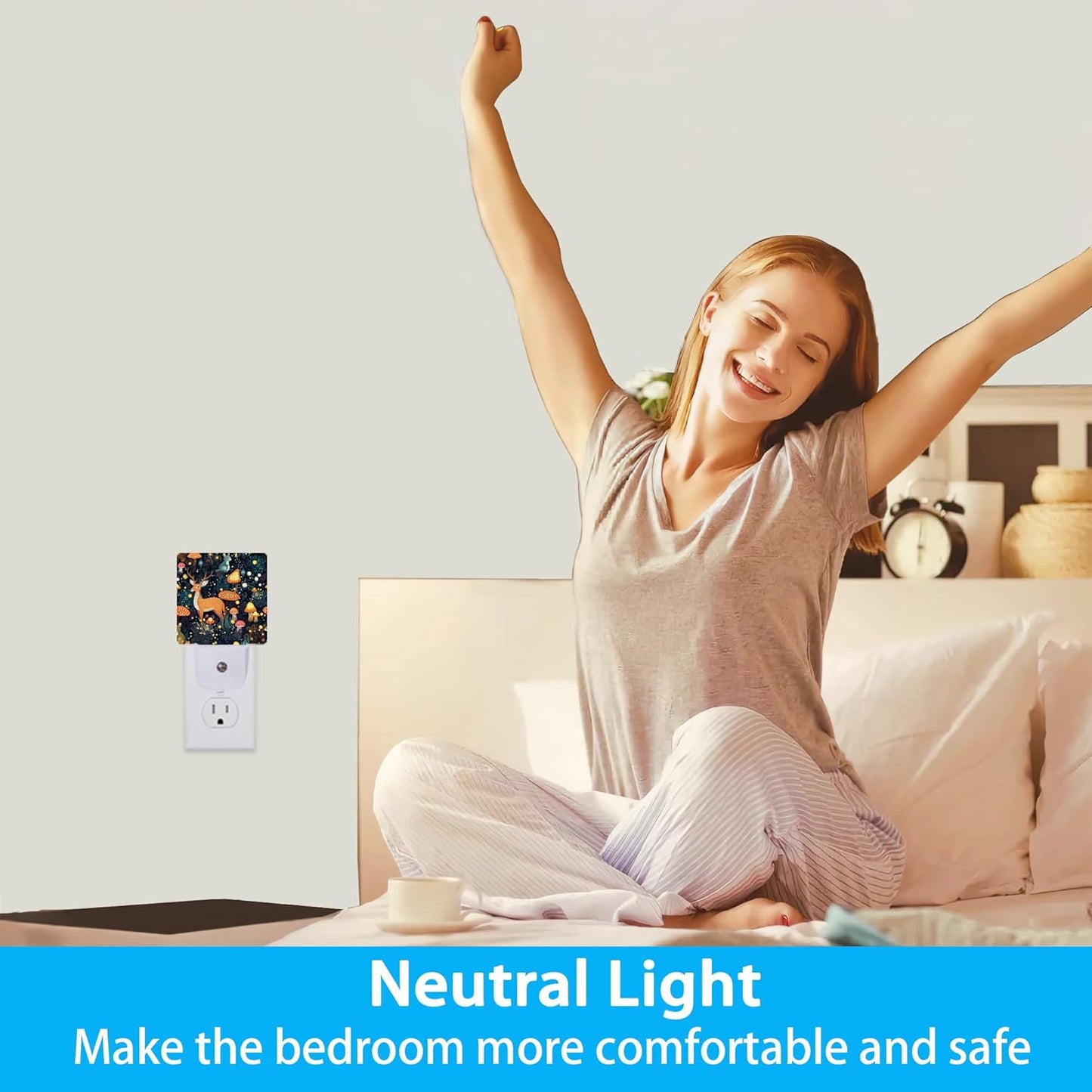 Night Lights Plug into Wall Fantasy Forest Mushrooms Deer Night Lights Dusk to Dawn Sensor Led Lamp for Women Men,Led Lights for Stairway/Hallway/Bedroom,0.5W