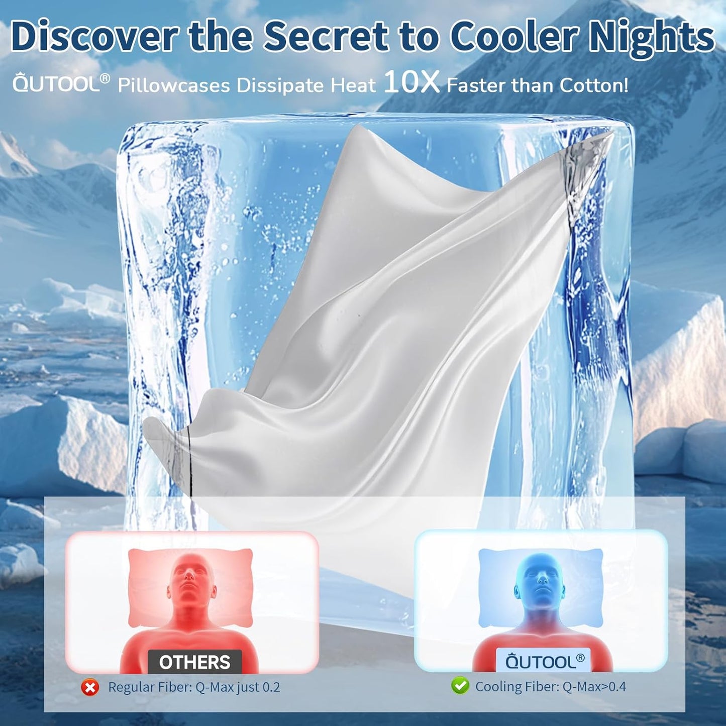 Cooling Pillow Cases Queen Size Set of 2, Ice Cool Silky Pillow Covers for Hot Sleepers & Night Sweats, Reduces Wrinkles & Frizz Softer Like Silk Pillow Cases, White, Christmas Stocking Stuffers