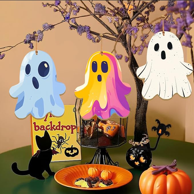 Large Size 7" Halloween Wooden Slices Unfinished Blank Wooden Ornaments DIY