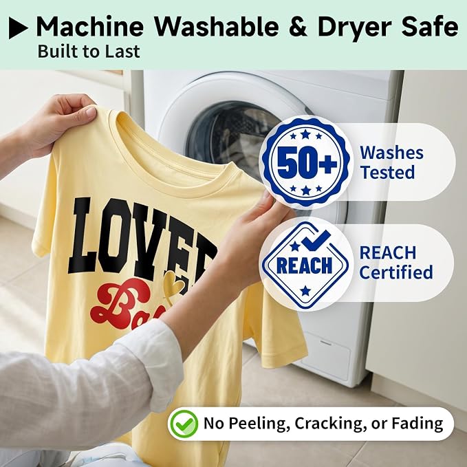 TECKWRAP Heat Transfer Vinyl for T-Shirts, 50+ Washes, REACH Certified & Dryer