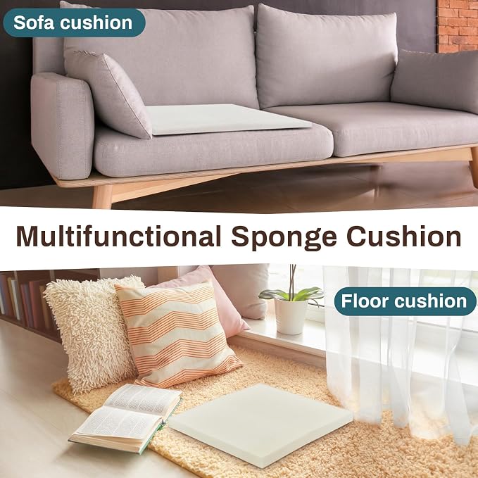 Frienda 6 Pack 1" X 18" X 18" Upholstery High Density Foam Cushion White