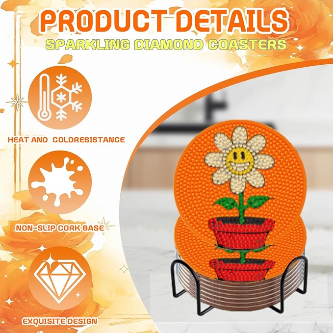 DOZEEZOP 8-Pack Diamond Art Coaster Kit