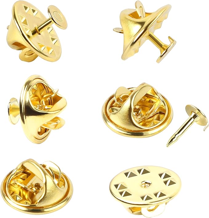 JANYUN 120 Pairs Butterfly Clutch Tie Tacks Safty Secure Pin Back | Gold Holder