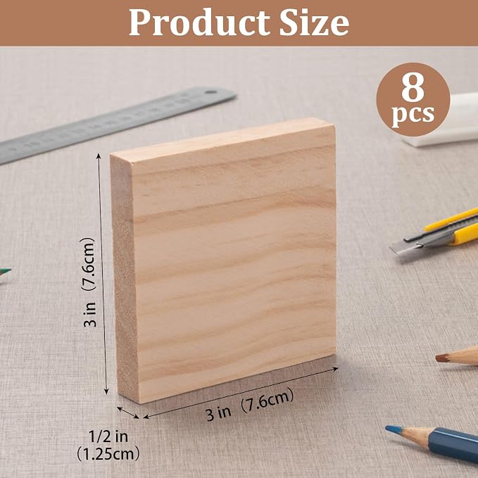 3″ X 3″ Wood Squares Wooden Blocks
