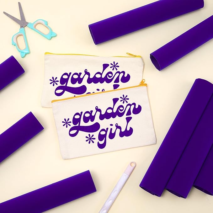 HTVSTD Hot Purple Flock HTV Heat Transfer Vinyl 8pcs 12×10in | Colorful Flock