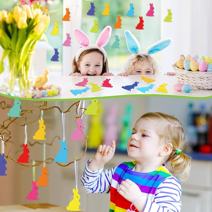 200 Pieces Bunny Paper Cutouts Easter Bulletin Board Decorations Colorful Bunny