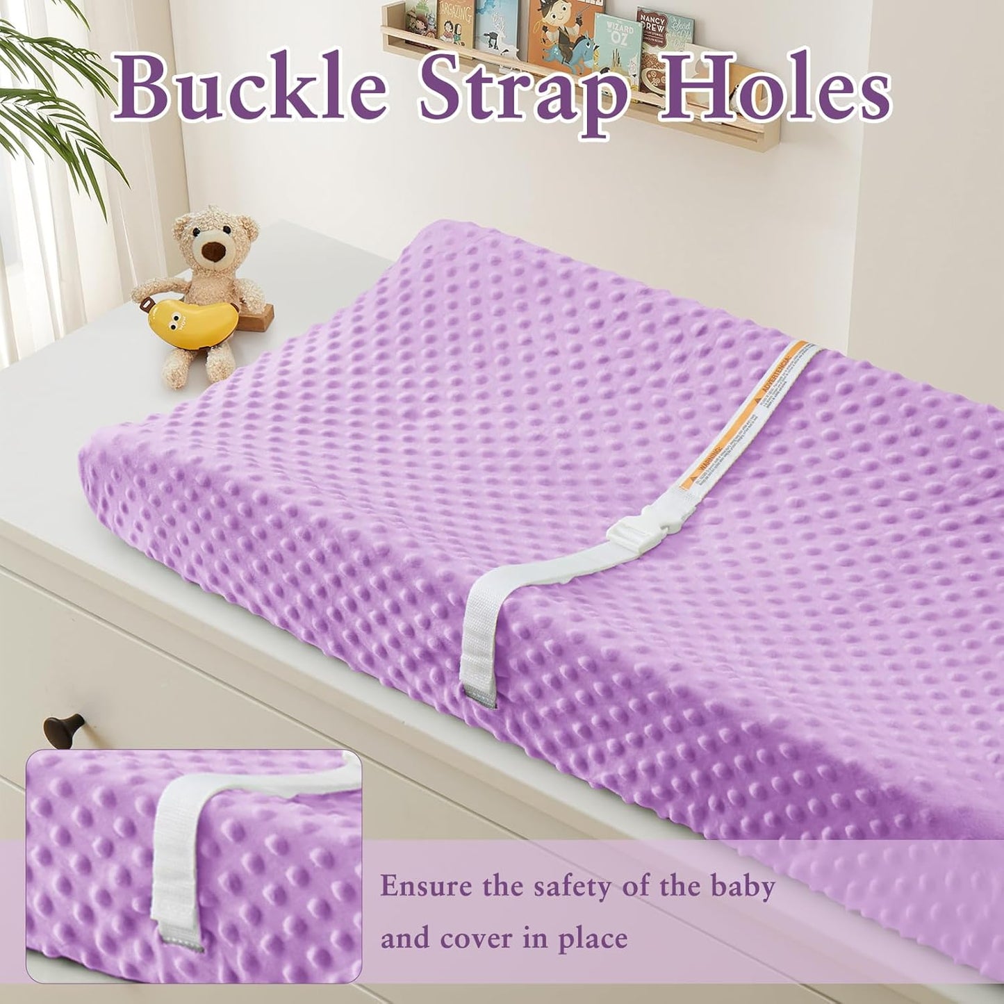 Homiest 2 Pack Changing Pad Cover, White + Light Purple Changing Table Sheets, Ultra Soft Fleece Minky Dot Fabric, Breathable Comfortable Diaper Pad Cover for Girls and Boys, Machine Washable