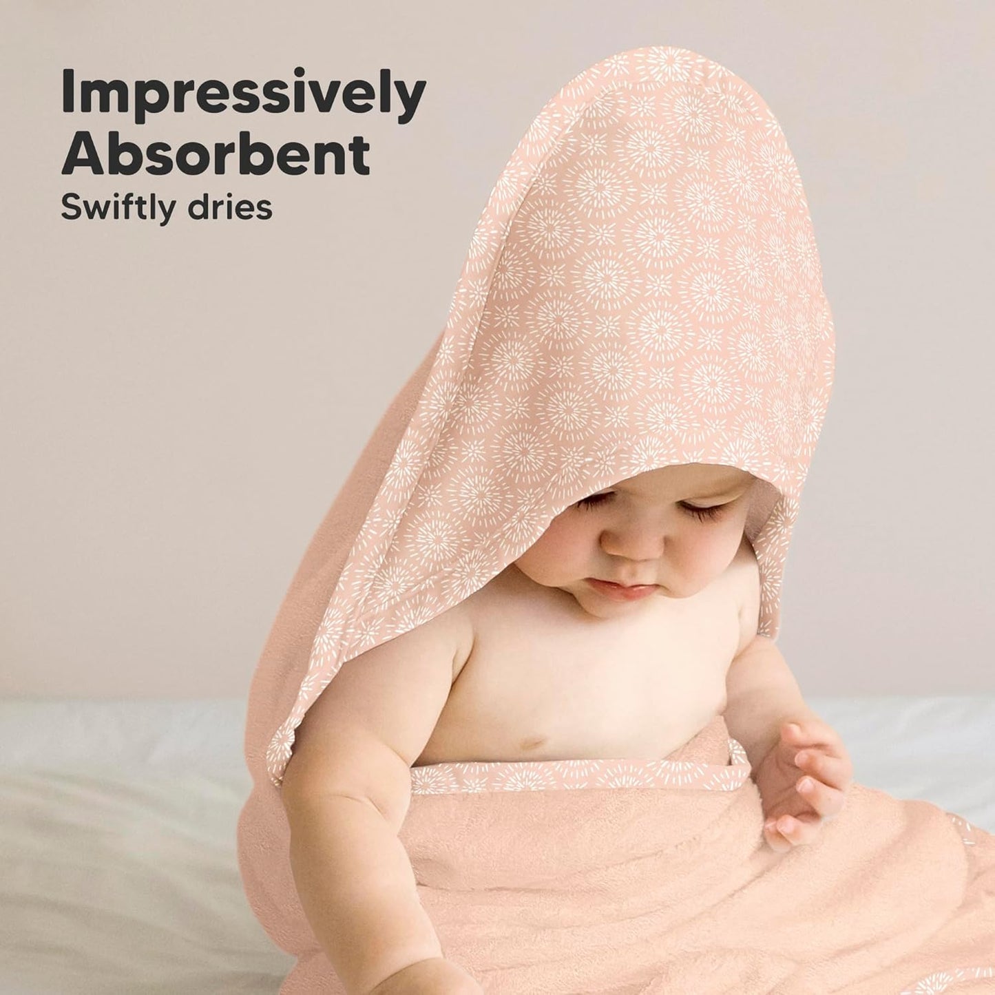 KeaBabies Hooded Baby Towel for Newborn - Viscose Derived from Bamboo Large Baby Bath Towels with Hood for Boys, Girls, Toddler, Extra Absorbent & Soft Newborn Bath Essentials (Pink Crystal, Regular)