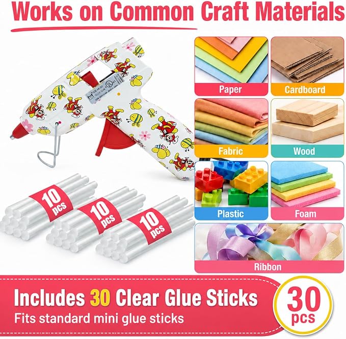 Mini Hot Glue Gun Kit with 30 Glue Sticks and Carrying Case, 15W Fast