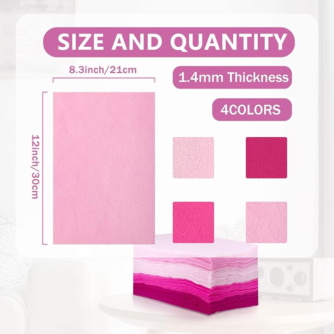 Jtnohx Soft Felt Sheets, 8x12 inches Assorted Craft Felt Fabric, 1.4mm Thick