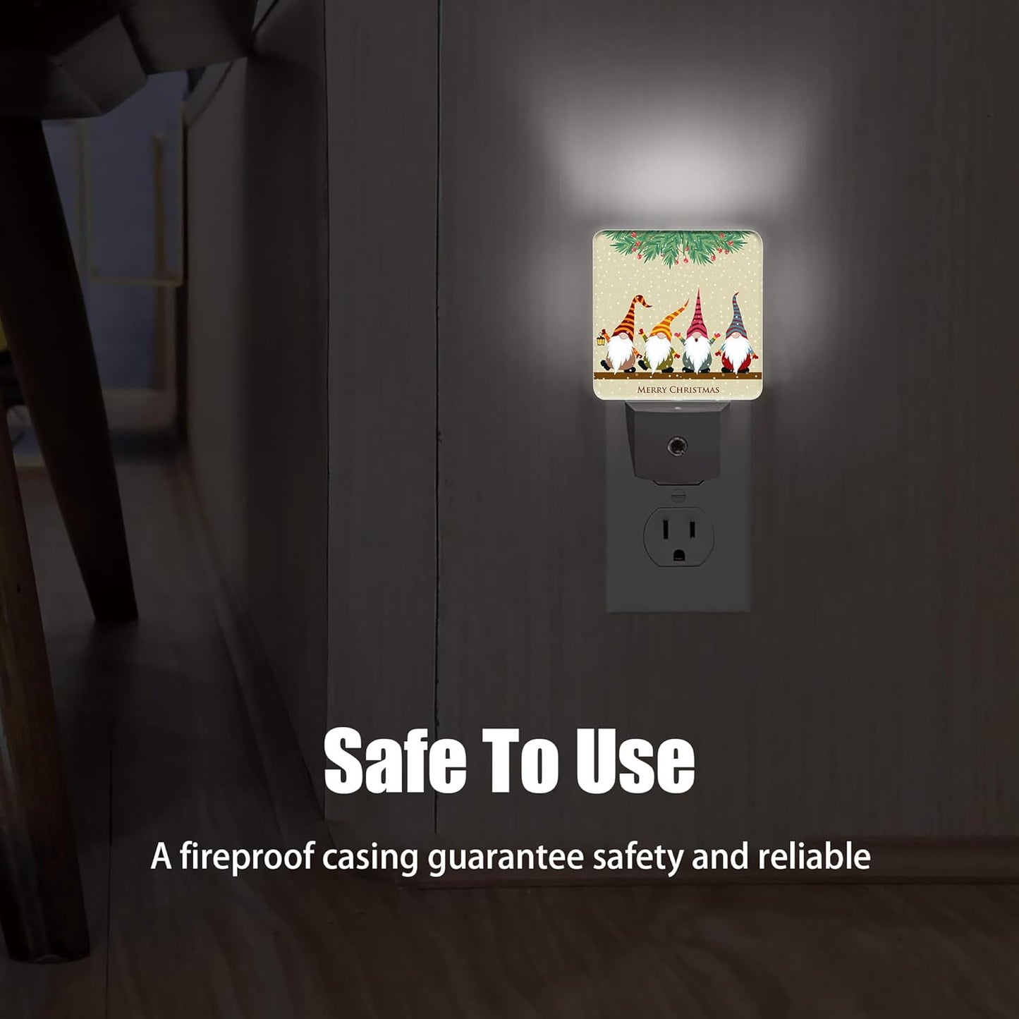 Christmas Santa Claus Dusk to Dawn Night Light, Auto Sensor Lamp Home Indoor Stairway Kitchen Corridor, Night Lights Plug into Wall Decor, Boys Girls Women Men Room Gifts