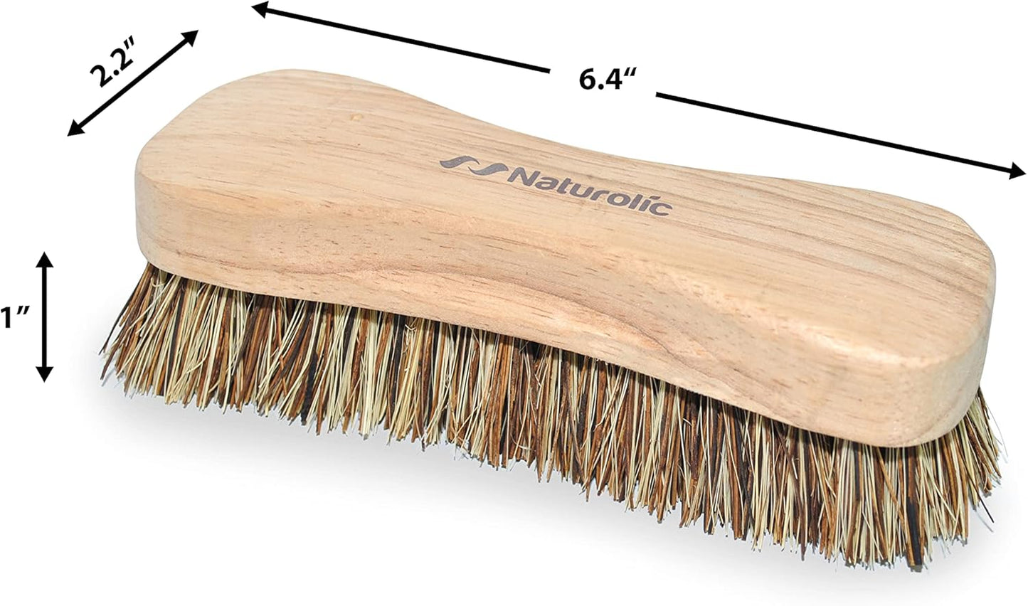 All-Natural Wooden Scrub Brush Set | Wooden Handle | Palmyra Bristle Brush for Cleaning | Eco Friendly Cleaning Products | Scrub Brush Set of 2