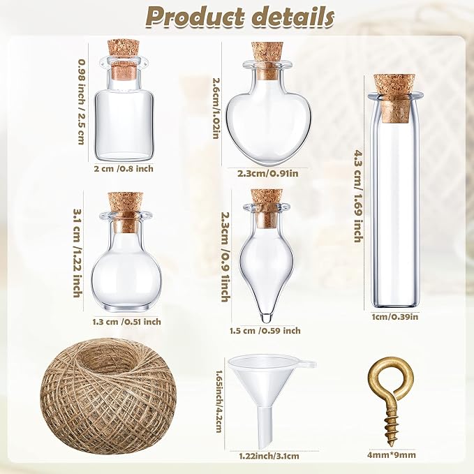 Geiserailie 50 Pieces Small Tiny Glass Spell Jars Bottle