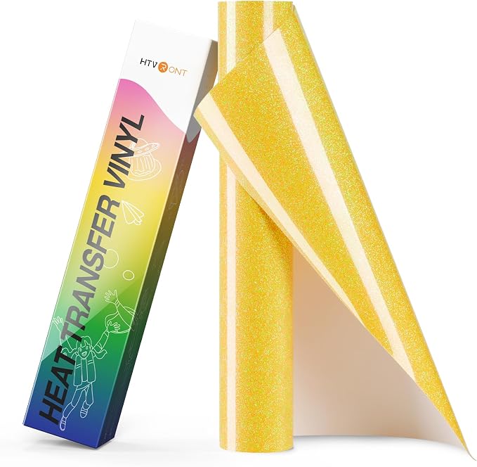 HTVRONT Yellow Glitter HTV Heat Transfer Vinyl Rolls