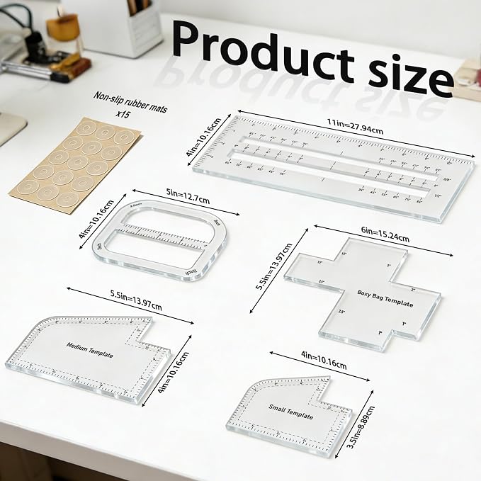 5Pcs Boxy Bag Making Templates for DIY Sewing Enthusiast | Bag Making Supplies