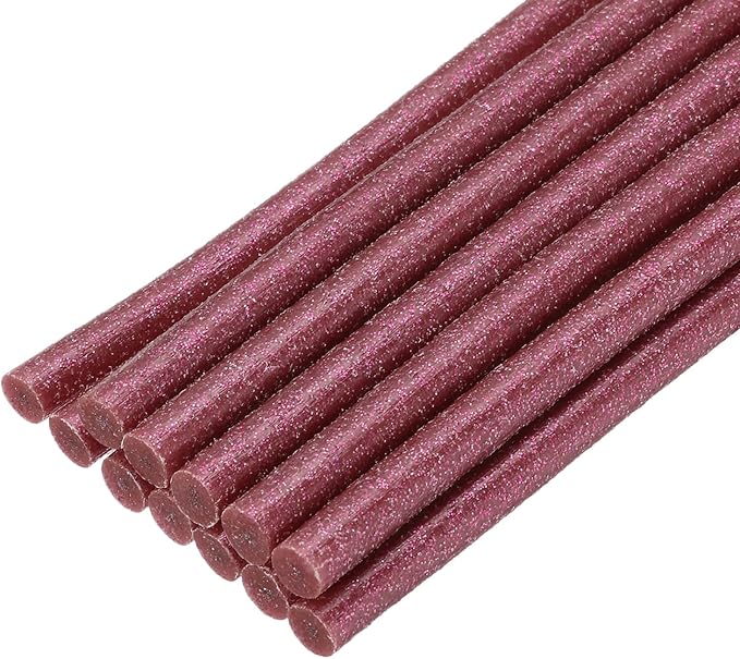 uxcell Mini Hot Glue Sticks for Glue Gun 7mm x 100mm Glitter Red 12pcs