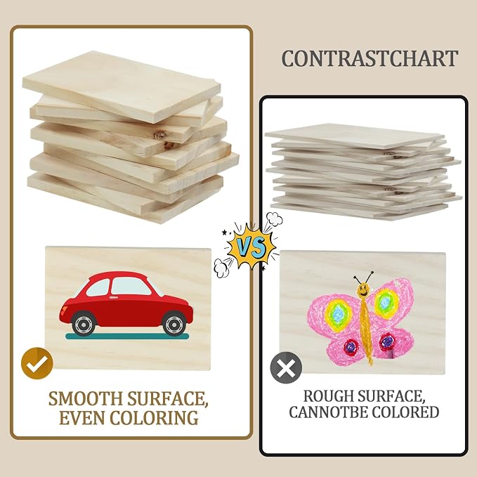 30PCS Wooden Squares for Crafts, 1/4 Inch Thick Natural Blank Square MDF Blocks