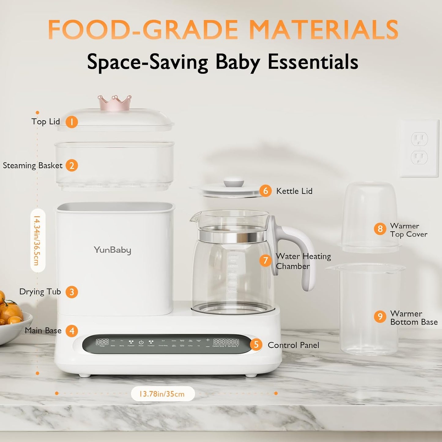 Baby Bottle Warmer & Steamer, 44oz Formula Kettle with Drying & Steam, Multi-Function Bottle Warmer for Breastmilk, Food & Baby Essentials