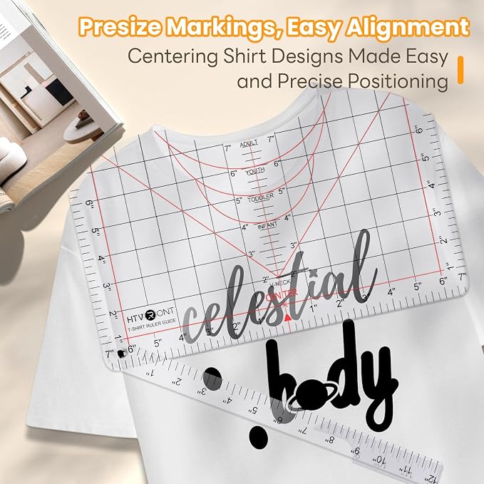 HTVRONT Tshirt Ruler Guide for Heat Press, Vinyl Alignment, Center Design | For