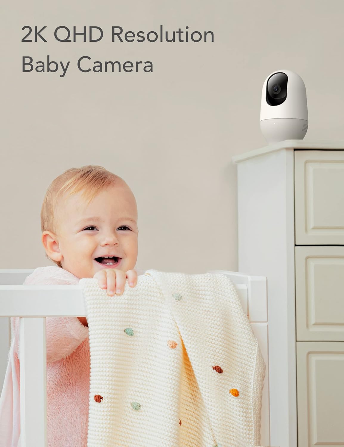 nooie 2K Smart Baby Monitor with 5G/2.4G, 360° Pan & Tilt, WiFi Baby Camera with AI Motion Tracking & Night Vision, Two Way Audio & Sound Detection, Compatible with Alexa and Google, SD Card Included