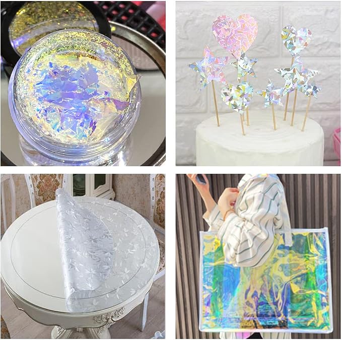 HYANG Transparent Big Pentagon PVC Super Clear Holographic Vinyl Faux Leather