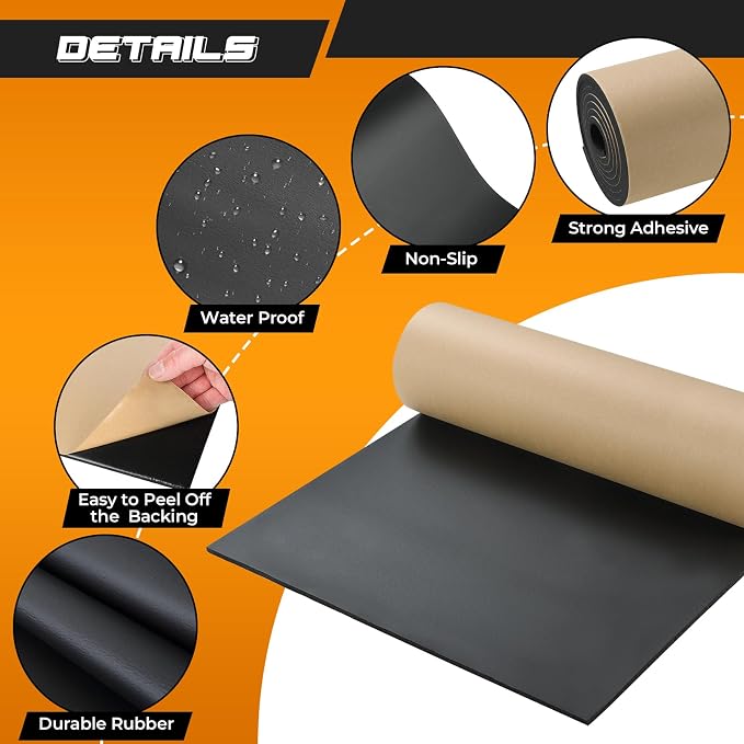 NATGAI Sponge Neoprene with Adhesive Foam Rubber Sheet 1/4” Thick X 78" Long X