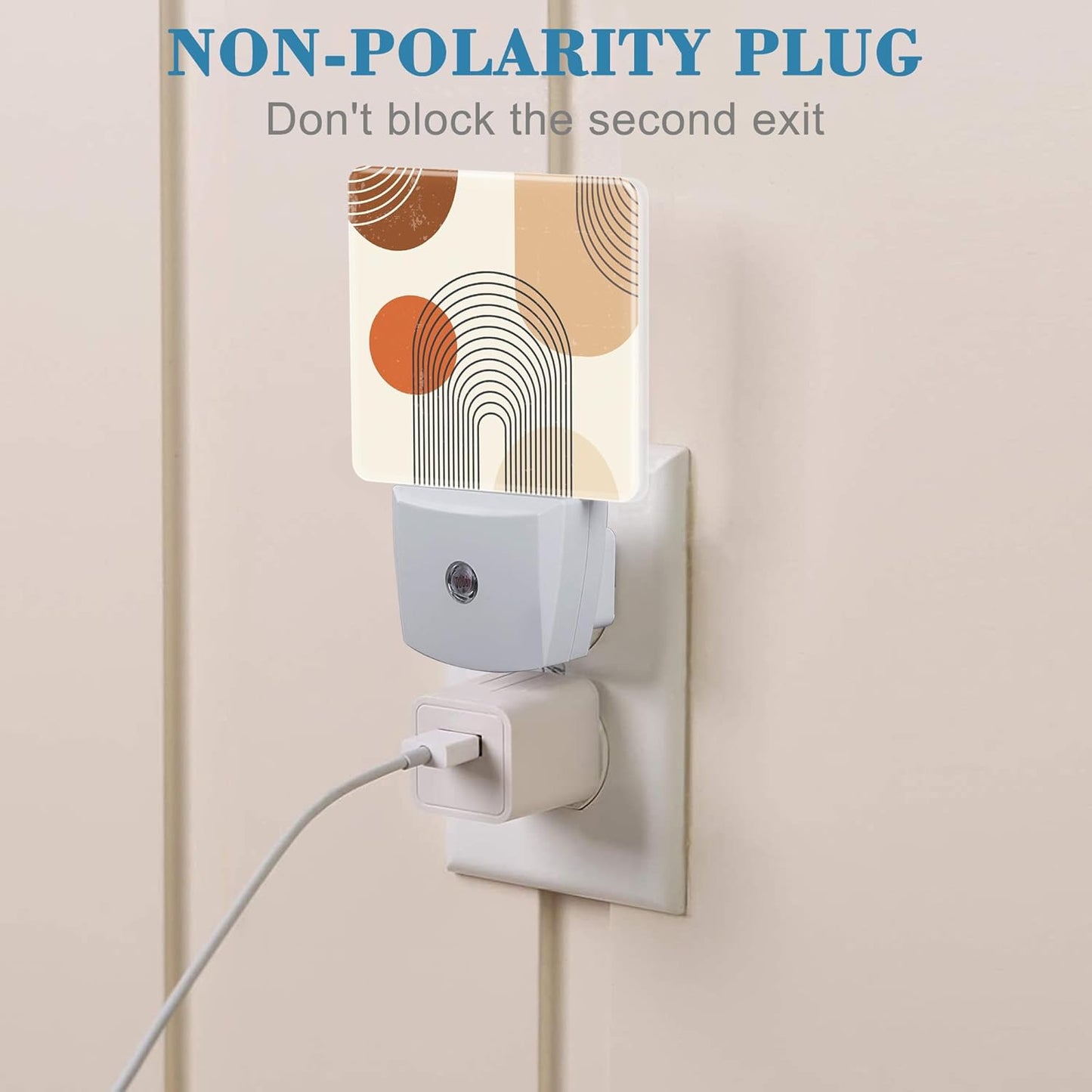 Plug in Night Lights Bohemian Art Abstract Lines Nightlight Plug Into Wall Dusk to Dawn Sensor LED Night Light for Kid Girls Boys Women Room Decor,Hallway,Kitchen,Bathroom,Nursery,Stairs