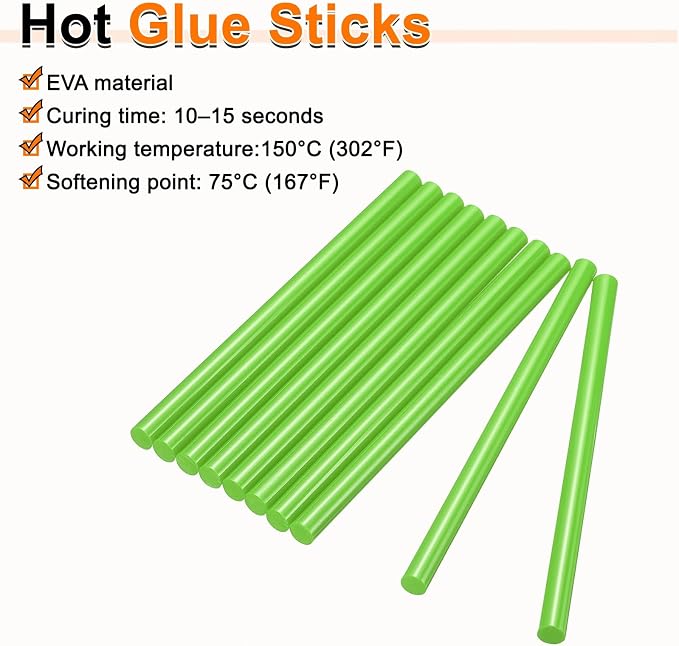 HARFINGTON 10pcs Hot Glue Sticks 0.43" Dia x 9.84" Long EVA Mini Hot Melt