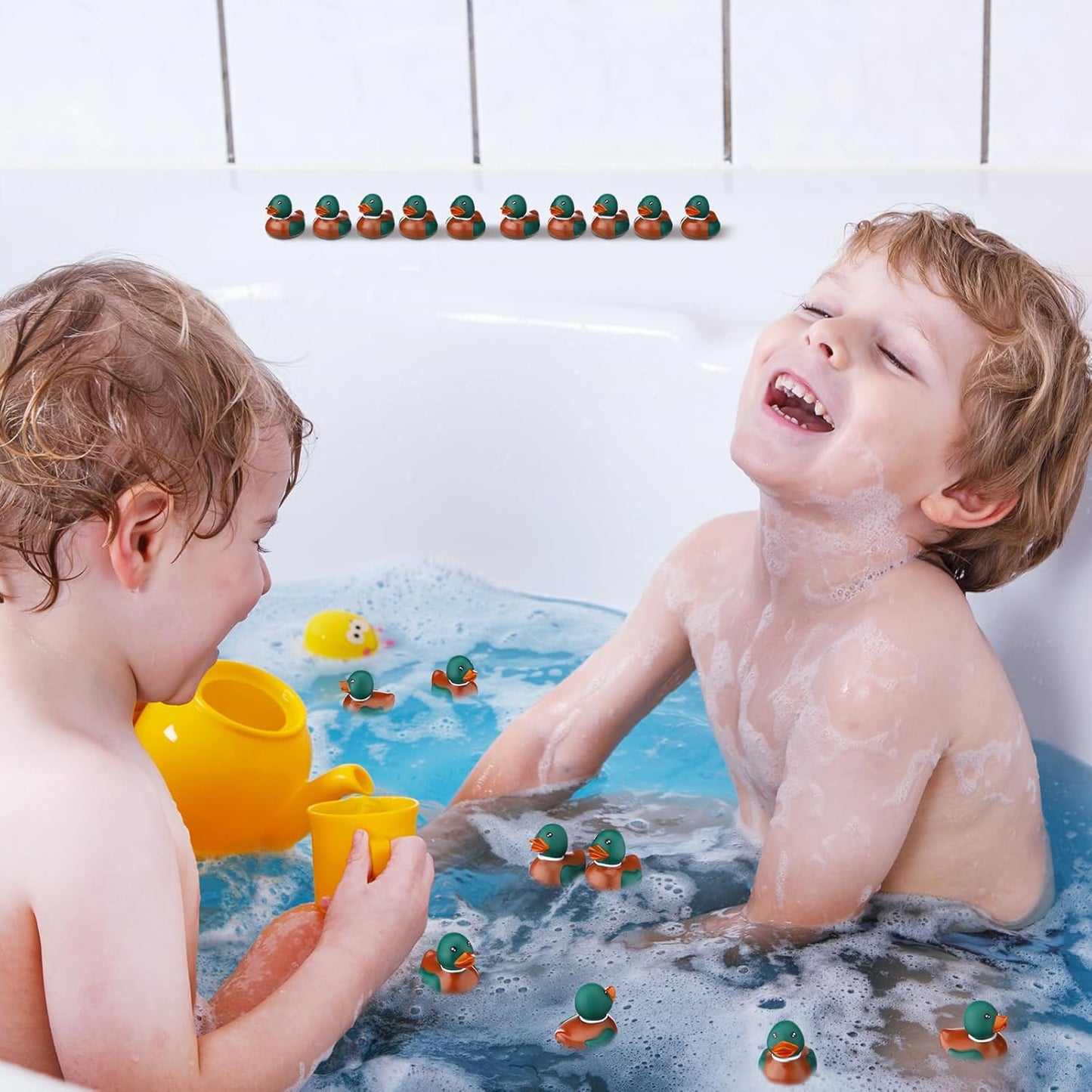 Rubber Duck 2 Inch Duck Bath Floating Rubber Ducky Adorable Party Supplies for Ducky Birthday Party Gift Nature Birds Lovers Hunting Decoration(12 Pcs,Mallard)
