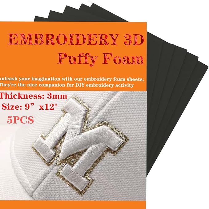 JIYUANCH 5PCS Embroidery Puffy Foam 9″x12″ Large Size 3MM Creating 3D