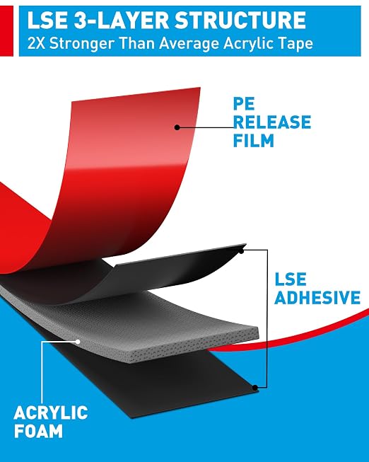 EMITEVER 0.59IN x 15.4FT Double Sided Tape Heavy Duty, Tesa Acrylic Foam |