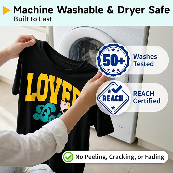 TECKWRAP Heat Transfer Vinyl for T-Shirts, 50+ Washes, REACH Certified & Dryer