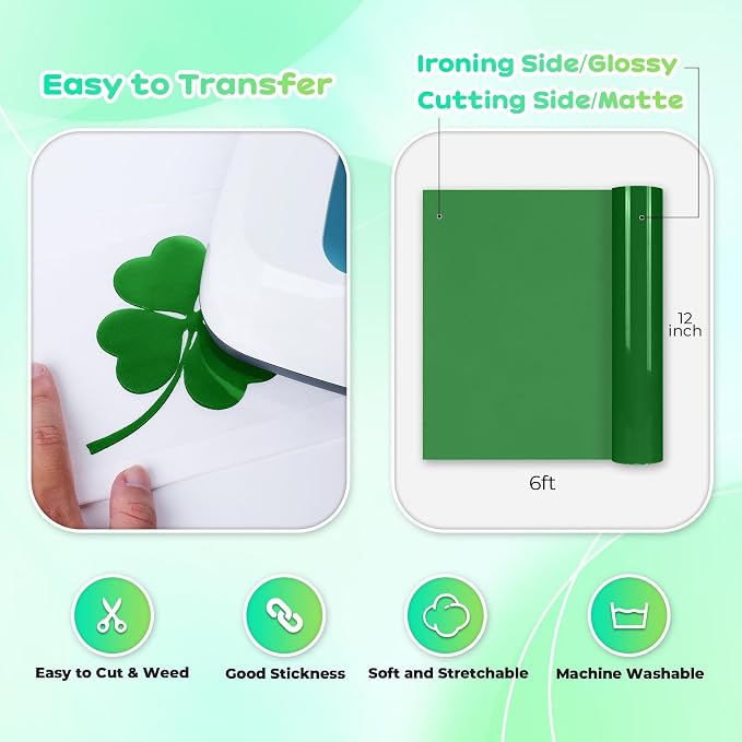 Aoder Green Puff Vinyl Heat Transfer, Puffs Iron On Vinyl